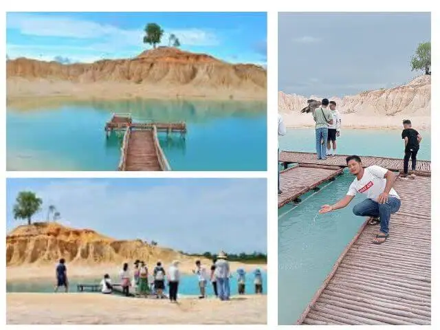 Blue Lake and white sand dunes in Bintan Island, Indonesia