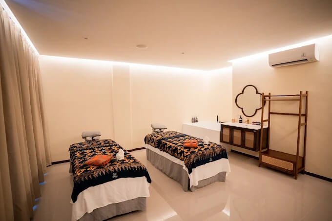 Calm and relaxing spa atmosphere created inside hotel room Bintan